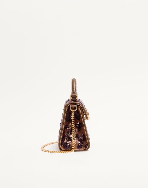 Valentino Garavani - Valentino Garavani Vsling Mini Embroidered Animalier Handbag - Brown/multicolor - Woman - Top Handle Bags